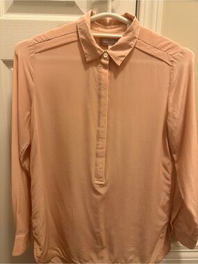 Banana Republic Pale Pink Silk Half Button-Front Shirt